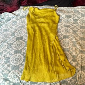 Yellow-green slip dress